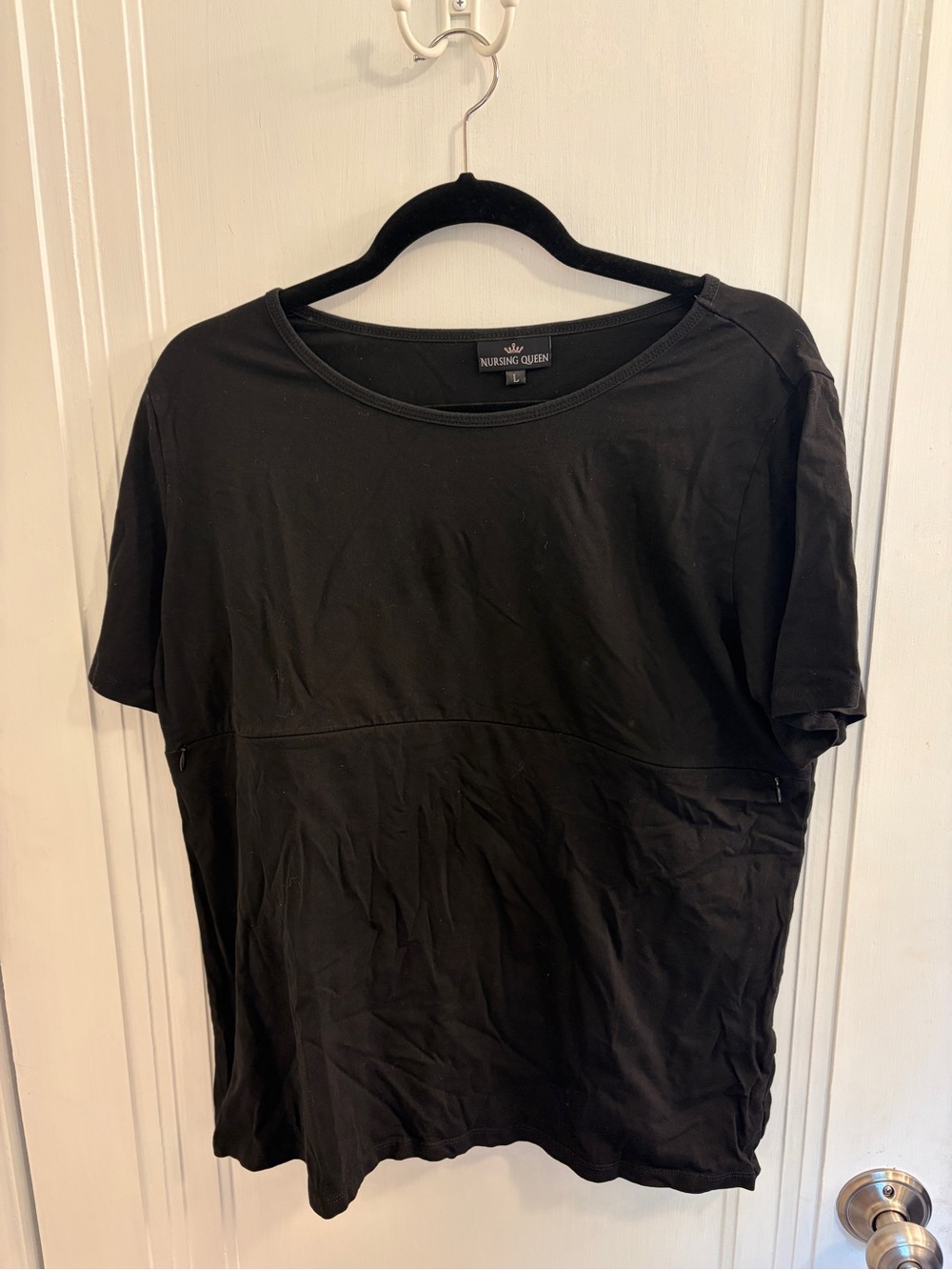 Nursing Queen Black Short Sleeve Nursing Tee with Relaxed Fit